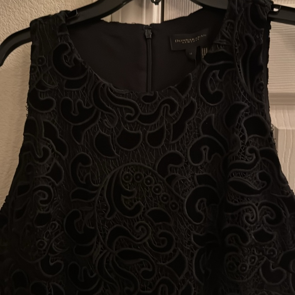 Donna Karan Black Velvet Burnout Midi Dress